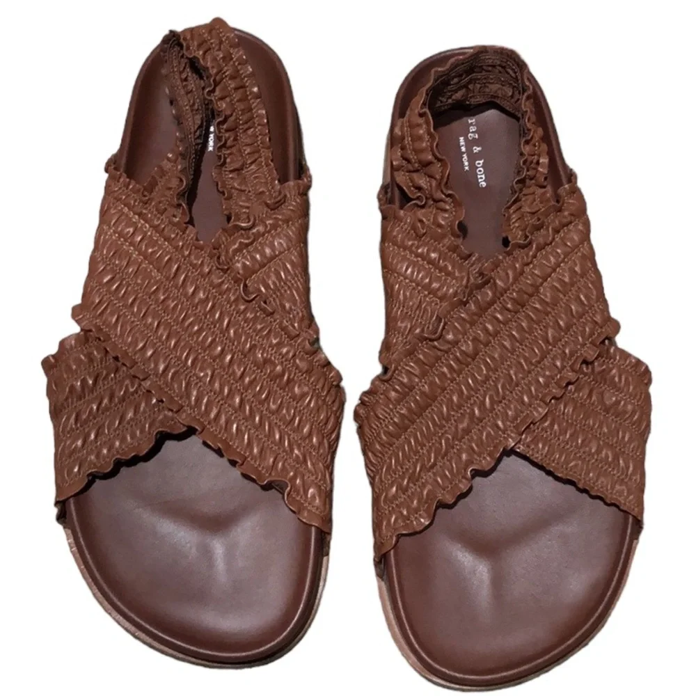 RAG & BONE | Women’s Bailey Brown Leather Stretch Cross-Strap Sandals size 6
